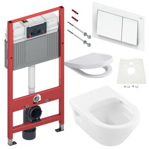 TECE Vorwandelement mit V&B Architectura, DirectFlush, Spülrandlos mit LotusClean Beschichtung, Absenkautomatik, Drückerplatte, WC Deckel von V&B Architectura, DirectFlush