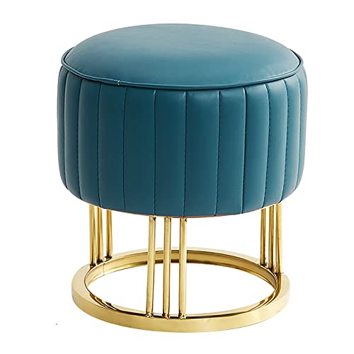 V&U Runde Sitzhocker Fußstütze Mit Golden Base,Bequem Ruhe Polsterhocker Couch Hocker Sitzhocker Für Wohnzimmer Schlafzimmer,Premium Leder Sitzhocker Sitzpouf-C 31x31x35cm(12x12x14inch) von V&U