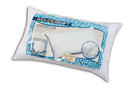 Goldensoft Fiberball SOFTYLEN, Abnehmbarer Bezug mit Komfort-Reißverschluss, 50 x 80 cm, Bezug aus Baumwollsatin, weiß von V.I.P. Very Important Pillow