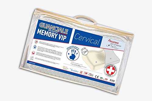 V.I.P. VERY IMPORTANT PILLOW V.I.P. MyVip Nackenkissen aus Viscolattice Memory, Weiß, Made in Italy, 51 x 32 cm, 6/12 cm, mit ergonomischem Profil und Mittelbereich mit Durchgangsbohrung von V.I.P. VERY IMPORTANT PILLOW