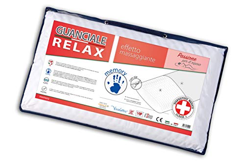 V.I.P. Very Important Pillow Relax Kissen mit Medizinprodukt, 100% viskotisch, hergestellt in Italien, mit Noppen für einen Massageeffekt, 42 x 72 cm, weiß, Bezug 100% Polyester von V.I.P. Very Important Pillow