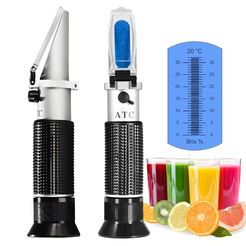 V·RESOURCING Zucker Brix Refraktometer, 0~32% Hand Refraktometer mit ±0,2% Genauigkeit und ATC,Detektor für Zucker im Zusammenhang Flüssigkeiten wie Branntwein, Bier, Obst, Schneidflüssigkeit von V·RESOURCING