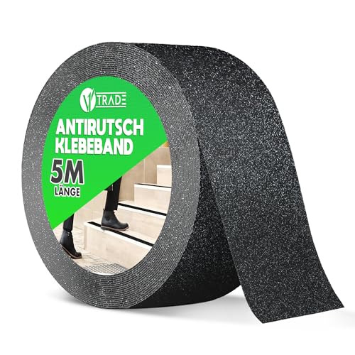 V1 TRADE Antirutsch Klebeband 5cm x 5m - Schwarzes Anti Rutsch Tape für Treppe und Boden - Antirutschband Selbstklebend - Starke Haftung - Wasserdicht von V1 TRADE