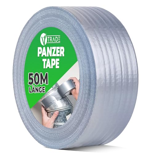 V1 TRADE Panzertape Silber 48mm x 50m - Panzerband extra stark wasserfest für innen und außen geeignet - Duct Tape mit einfacher Handhabung & rückstandsfrei entfernbar von V1 TRADE