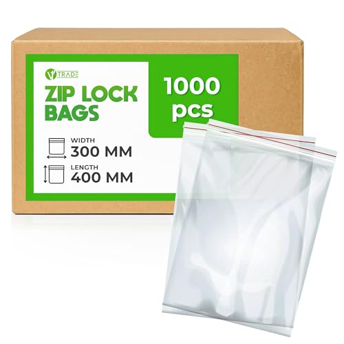 V1 TRADE Zip Beutel Set 1000 Stück 300 x 400 mm - Baggys - Robuste Druckverschlussbeutel - Wiederverschließbare Beutel zu Einer Besseren Organisation - Plastikbeutel Verschließbar V1 TRADE Zip Beutel Set 1000 Stück 300 x 400 mm - Baggys - Robuste Druckverschlussbeutel - Wiederverschließbare Beutel zu Einer Besseren Organisation - Plastikbeutel Verschließbar von V1 TRADE