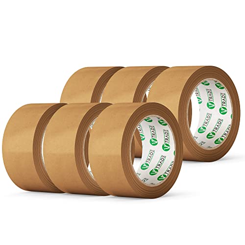 V1 TRADE Paketklebeband Papier 6 Rollen – Klebeband Papier 50mm x 60m zum Kartons Verpacken und Umzug von V1 TRADE