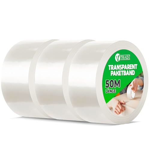 V1 TRADE Paketklebeband - Paketband - Klebeband Transparent 66m x 50mm - 3 Rollen zum Kartons Verpacken und Umzug von V1 TRADE