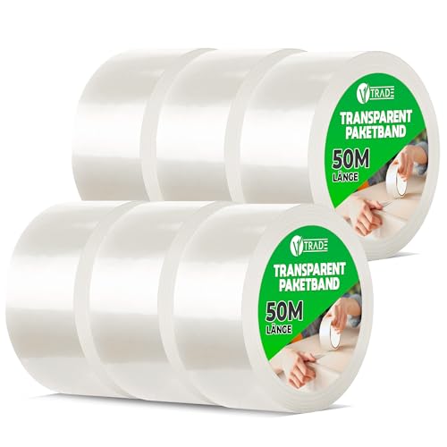 V1 TRADE Paketklebeband - Paketband - Klebeband Transparent 66m x 50mm - 6 Rollen zum Kartons Verpacken und Umzug von V1 TRADE