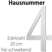 Edelstahl Hausnummer 20 cm Groß Gross Haus Nummer 4 Zahlen Hausnummernschild Hausnummern Schild Gebürstet 2D Arial V2aox von V2AOX