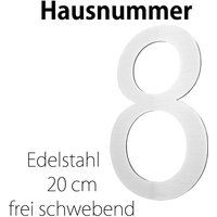 Edelstahl Hausnummer 20 cm Groß Gross Haus Nummer 8 Zahlen Hausnummernschild Hausnummern Schild Gebürstet 2D Arial V2aox von V2AOX