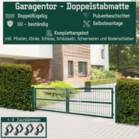 Gartentor Tor Gartenzaun Zaun 300x80 cm Doppelflügelig Gartentür aus Metall für Stabmattenzaun Abschließbar inkl. Pfosten Grün V2aox Gartentor Tor Gartenzaun Zaun 300x80 cm Doppelflügelig Gartentür aus Metall für Stabmattenzaun Abschließbar inkl. Pfosten Grün V2aox von V2AOX