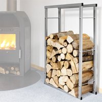 Kaminholzständer Kaminholzregal Kaminholz Brennholz Feuerholz Aufbewahrung Brennholzregal Feuerholzregal Metall 80 x 150 cm in Silber V2aox von V2AOX