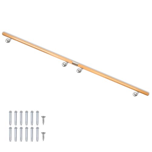 Buche Holz Handlauf Treppengeländer Geländer für Treppe Treppe Wandhandlauf Wand Treppe seitliche Montage Auswahl Länge 80-500 cm V2Aox, Länge:400 cm von V2Aox