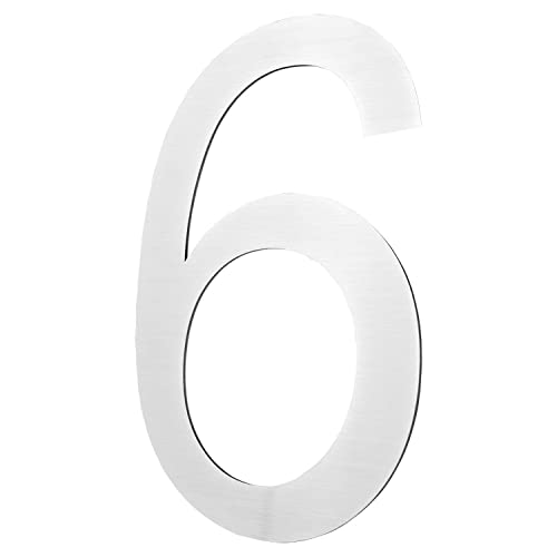 V2A0x Hausnummer aus Edelstahl 6, 2D Arial, 20 cm groß, Hausnummern aus gebürstetem Stahl, inklusive Montagematerial, Hausnummer/Ausführung:6 / 2D V2A0x Hausnummer aus Edelstahl 6, 2D Arial, 20 cm groß, Hausnummern aus gebürstetem Stahl, inklusive Montagematerial, Hausnummer/Ausführung:6 / 2D von V2Aox