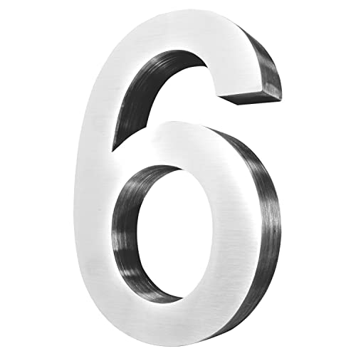 V2A0x Hausnummer aus Edelstahl 6, 3D Arial, 20 cm groß, Hausnummern aus gebürstetem Stahl, inklusive Montagematerial, Hausnummer/Ausführung:6 / 3D V2A0x Hausnummer aus Edelstahl 6, 3D Arial, 20 cm groß, Hausnummern aus gebürstetem Stahl, inklusive Montagematerial, Hausnummer/Ausführung:6 / 3D von V2Aox
