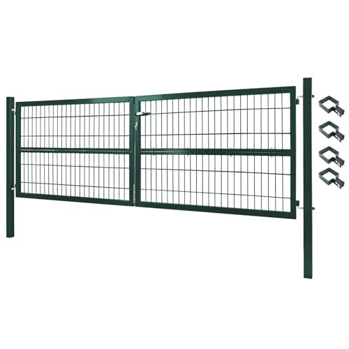 V2Aox Gartentor Tor Gartenzaun Zaun 300x100 cm Doppelflügelig Gartentür aus Metall für Stabmattenzaun Abschließbar inkl. Pfosten Grün V2Aox Gartentor Tor Gartenzaun Zaun 300x100 cm Doppelflügelig Gartentür aus Metall für Stabmattenzaun Abschließbar inkl. Pfosten Grün von V2Aox