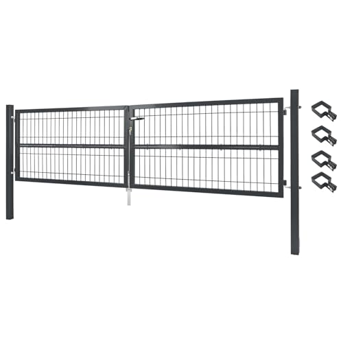 V2Aox Gartentor Tor Gartenzaun Zaun 300x80 cm Doppelflügelig Gartentür aus Metall für Stabmattenzaun Abschließbar inkl. Pfosten Grau V2Aox Gartentor Tor Gartenzaun Zaun 300x80 cm Doppelflügelig Gartentür aus Metall für Stabmattenzaun Abschließbar inkl. Pfosten Grau von V2Aox