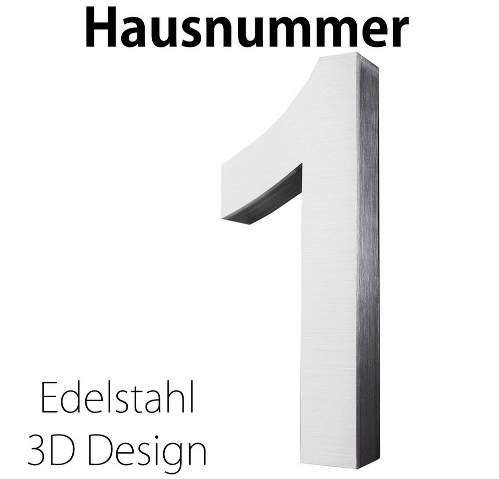 V2Aox Hausnummer Edelstahl Hausnummer 20 cm Hausnummernschild Hausnummer 1 Schild 3D von V2Aox