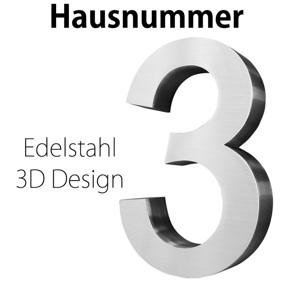 V2Aox Hausnummer Edelstahl Hausnummer 20 cm Hausnummernschild Hausnummer 3 Schild 3D von V2Aox