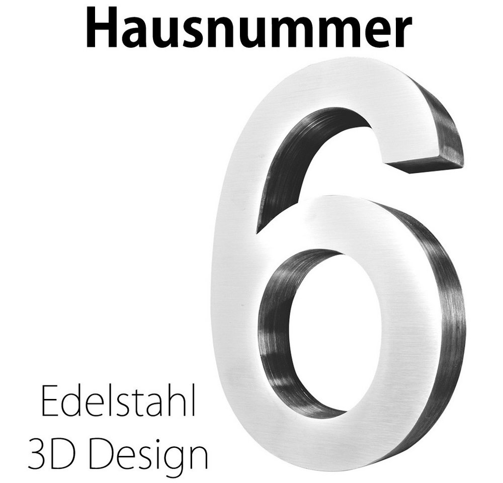 V2Aox Hausnummer Edelstahl Hausnummer 20 cm Hausnummernschild Hausnummer 6 Schild 3D von V2Aox