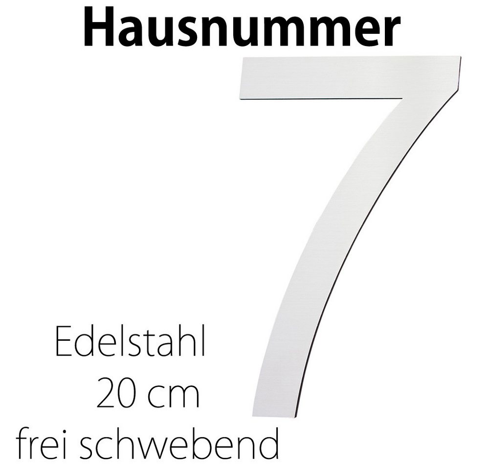 V2Aox Hausnummer Edelstahl Hausnummer 20 cm Hausnummernschild Hausnummer 7 Schild 2D von V2Aox