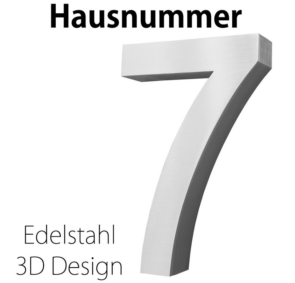 V2Aox Hausnummer Edelstahl Hausnummer 20 cm Hausnummernschild Hausnummer 7 Schild 3D von V2Aox