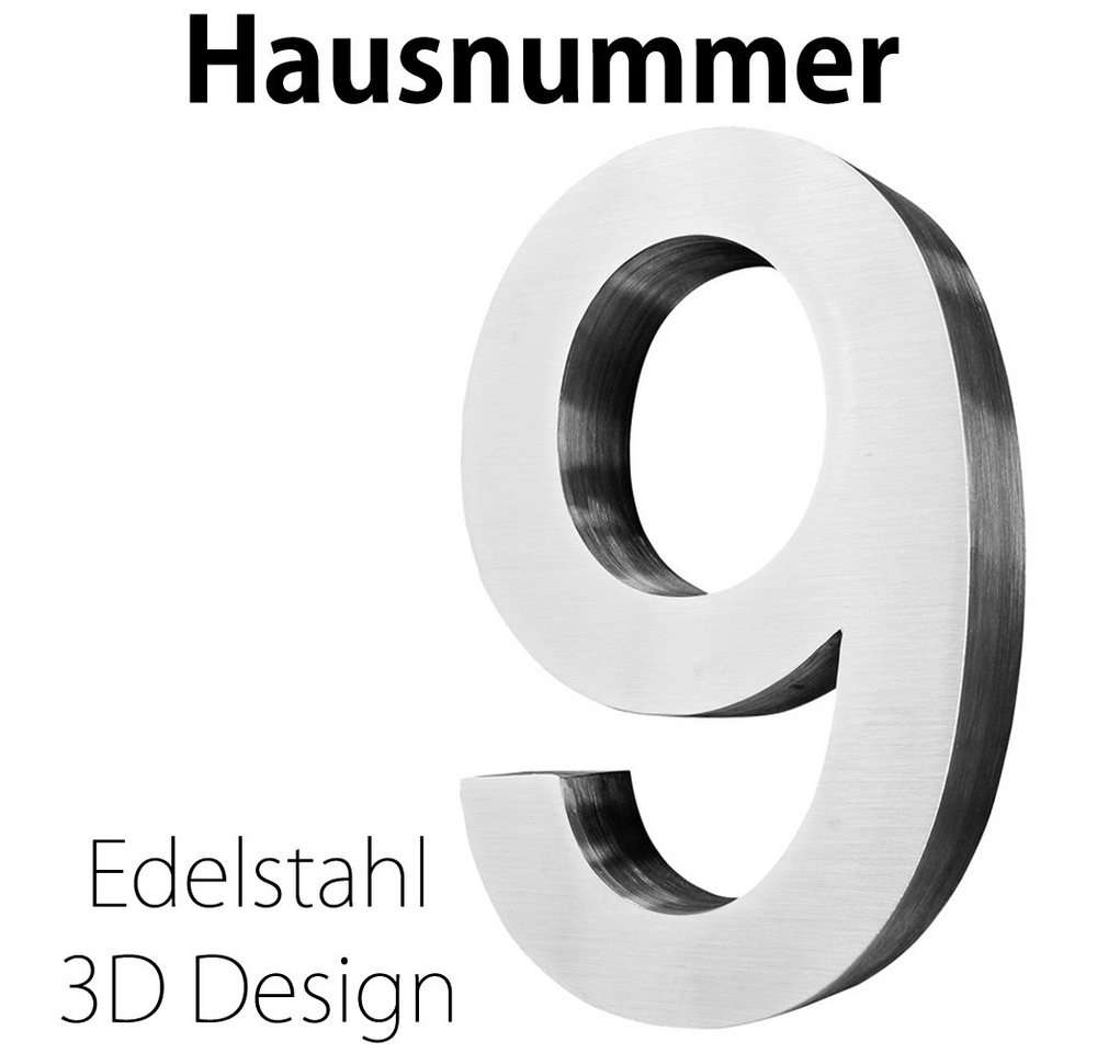 V2Aox Hausnummer Edelstahl Hausnummer 20 cm Hausnummernschild Hausnummer 9 Schild 3D von V2Aox