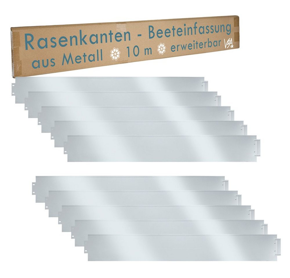 V2Aox Rasenkante Rasenkante 10 m 100x14 cm Beeteinfassung Beetumrandung Mähkante Metall von V2Aox