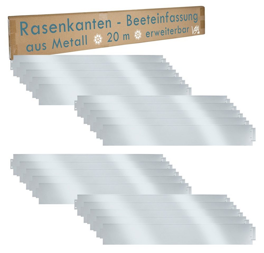 V2Aox Rasenkante Rasenkante 20 m 100x14 cm Beeteinfassung Beetumrandung Mähkante Metall von V2Aox