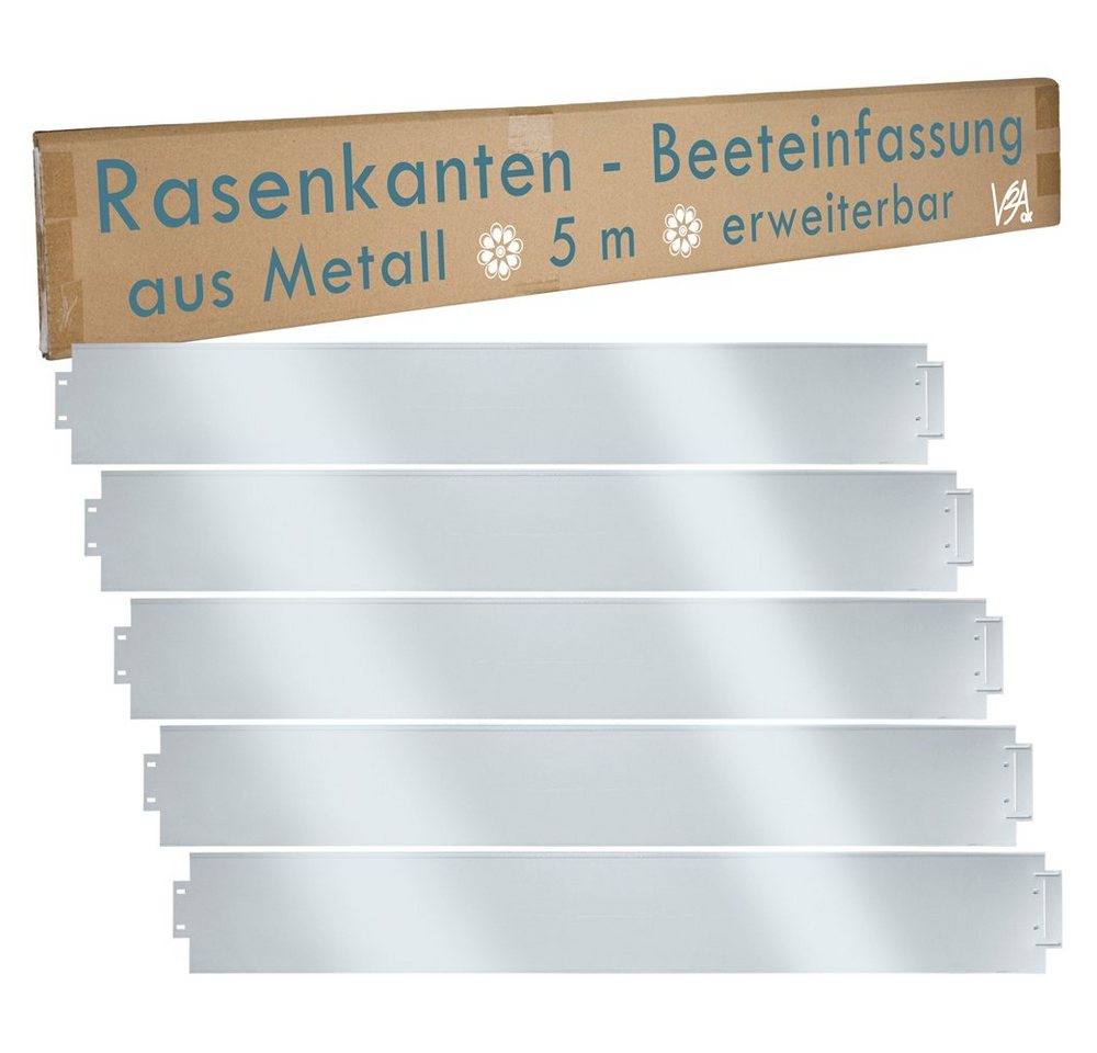 V2Aox Rasenkante Rasenkante 5-30m 100x14cm Beeteinfassung Beetumrandung Mähkante Metall von V2Aox