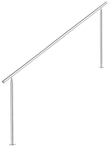 V2Aox Treppengeländer Edelstahl, Handlauf für Treppe, Balkongeländer Aufsatzmontage, Geländer 105 cm hoch, verschiedene Längen, inkl. Montagematerial, Länge:180 cm, Anzahl Streben:0 von V2Aox