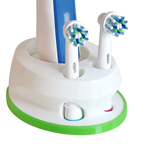Zahnbürstenhalter kompatibel mit Oral-B für 2 Bürsten grün 3D-gedruckt Made IN Germany von V3-ENGINEERING