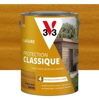 V33 Classic Protection 4-Jahres-Schutz, seidenmatt, goldene Eiche, Holzlasur, 5 l V33 von V33