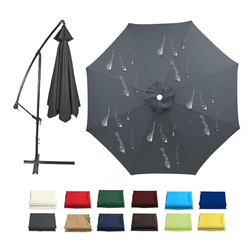 6/8 Streben Sonnenschirm Ersatzbezug Dicker Und Starker, Groß Sonnenschutz UV-Schutz Wetterfest Ampelschirm Bezug Ersatz Sonnenschirm Überdachung, Für 2m 2.7m 3.5m Garten Terrassen Schirme(Grays,2.7M/ von V3VOGUE