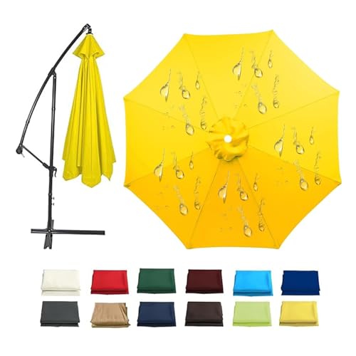 6/8 Streben Sonnenschirm Ersatzbezug Dicker Und Starker, Groß Sonnenschutz UV-Schutz Wetterfest Ampelschirm Bezug Ersatz Sonnenschirm Überdachung, Für 2m 2.7m 3.5m Garten Terrassen Schirme(Yellow,3.0M von V3VOGUE