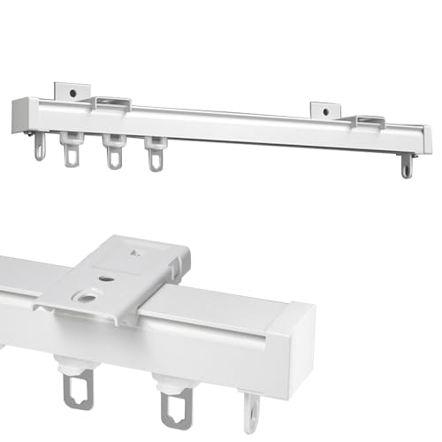 Aluminium Vorhangschienen Gardinenschiene Mit Rolle, Für Aufhängen Schwerer Vorhänge, 50cm Bis 600cm Upgrade Decken-/Wandmontage-Vorhangschienensystem Für Raumteiler/Duschvorhang von V3VOGUE