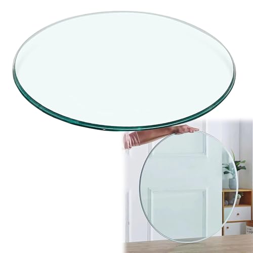 Glasplatte Rund Ø 35 58 68 100cm Outdoor Patio Tischplatte, Transparentes Flachglas, 8mm Dickes Gehärtetes Glass Scheibe, Robust Und Stabil, Sicherheitsglas Glaspatte Für Couchtisch/Esstisch(38cm) von V3VOGUE