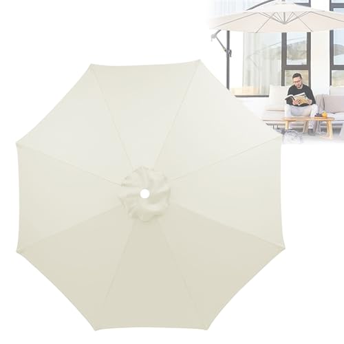 Sonnenschirm Ersatzbezug 2m 2.7m 3m 3.5m 6/8 Streben, UV-Schutz Wasserdicht Windfest Überdachung Des Gartensonnenschirms, Terrassenschirm Bespannung Stoffbezug, Ampelschirm Ersatzabdeckung(Beige,2.5M/ von V3VOGUE