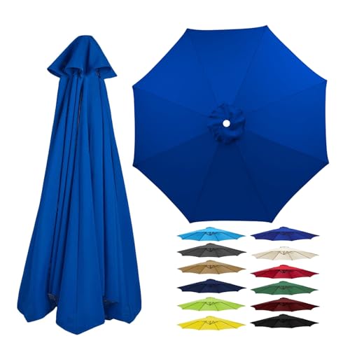 Sonnenschirm Ersatzbezug Für 2m 2.5m 2.7m 3m 3.5m 6/8 Streben Schirme, Wasserdicht UV-Schutz Wetterfest Outdoor Terrassenschirm Strandschirm Gartenschirm Bezug Ersatz-Baldachin(Blue,2.3M/6Ribs) von V3VOGUE