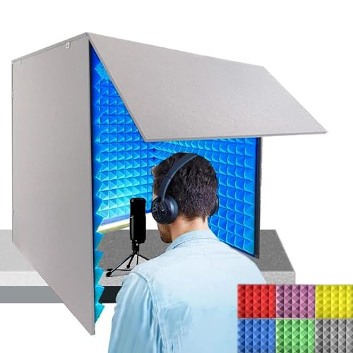 Tragbare Tonaufnahme-Vocal Booth Box, Tonaufnahme Schallschutzkabine, Schalldichte Schaumstoffplatten, Gesangskabine, Großer Raum Mikrofon Isolierschaum, Mikrofonschutz, Studio, Singen, Podcast von V3VOGUE