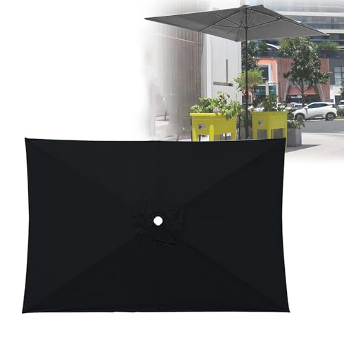 V3VOGUE 6 Rippen Sonnenschirm Ersatz Überdachung, Outdoor Markt Tisch Schirm Ersatz Baldachin Abdeckung, Wasserdicht UV-Schutz Gartenschirm Ersatz Stoff, Terrassenschirm Ersatzbezug(Black) von V3VOGUE