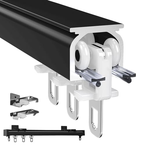 V3VOGUE Aluminium-Vorhangschienen-Set, 50 100 300 500 600cm Deckenschiene Wandschiene Gardinenschiene, Raumteiler-Schienensystem Mit Rolle, Für Schlafzimmer Fenster Duschvorhang Schiene von V3VOGUE