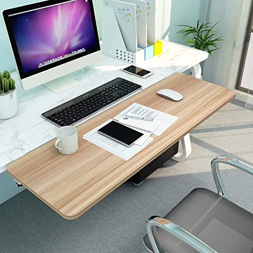 V3VOGUE Ergonomische Schreibtisch-Verlängerung Faltbar Schreibtisch Extender - Holz Tastaturablage 55 65 75cm - Stanzfreie Klemme - Für Unterarmstütze/Armlehne/Computer-Ellenbogen-Armstütze von V3VOGUE