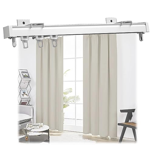 V3VOGUE Gardinenschiene Vorhangschiene Aluminium Gardinenstange, Längen 50cm-600cm, for Schiebevorhänge, Gardinen Schienensystem Mit Montagezubehör, Vorhang Schiene Zur Decken-Wandmontage von V3VOGUE