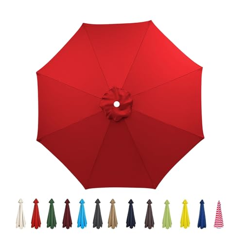 V3VOGUE Garten Sonnenschirm Ersatzbezug Groß 2.0m 2.7m 3.0m 3.5m, Outdoor Wasserdicht UV-Schutz Gartenschirm Terrassenschirm Ersatzdach Überdachung Abdeckung, 6/8 Streben, Faltbar(Red,2M/8Ribs) von V3VOGUE