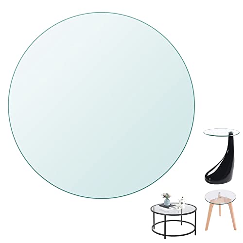 V3VOGUE Glasplatte Rund Für Esstisch, Ø 35cm~100cm, Transparent Glasscheibe Tischplatte, Hohe Tragfähigkeit Gehärtete Glasplatte, Hitzebeständige, Für DIY-Möbel Oder Für Kamine Als Bodenplatte von V3VOGUE