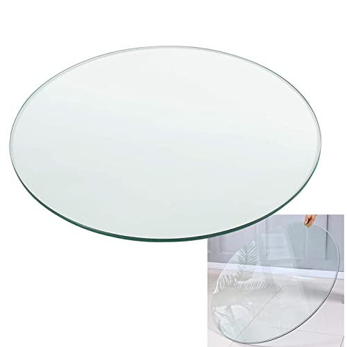 V3VOGUE Glasplatte Rund Glasscheibe Tischplatte - Aus Gehärtetem Transparent Glass, Hohe Tragfähigkeit, Tisch Glasplatte Platte Esstisch, DIY Runde Glastischplatte, Dicke 9mm von V3VOGUE