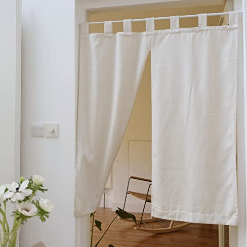 V3VOGUE Leinen Gardinen Türvorhang - 1 Stück Sling Beige Halber Fenstervorhang - Einfach Aufzuhängen - Scheibengardinen Landhausstil Kurzstores Für Balkon/Garten/Schrank/Kurze Küchenvorhang von V3VOGUE