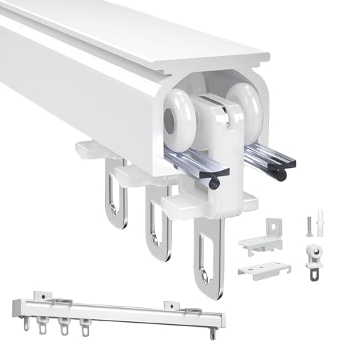 V3VOGUE Metall Deckenschiene Gardinenschienen Set 1m 2m 3m 4m 5m 6m Vorhangschiene Aus Aluminium, Mit Mehrfachrolle Und Zubehör, Für Fenster, Raumteiler, Duschvorhang Schiene von V3VOGUE