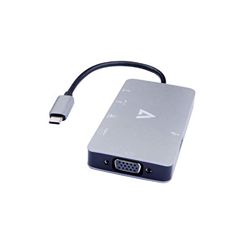 V7 - CABLES Schwarzer USB-C-Adapter, USB C auf USB 3.0, RJ45, HDMI, VGA von V7